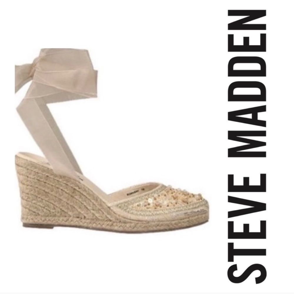 STEVE MADDEN Bombay espadrilles beaded sequins cream